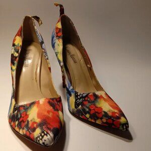 Vibrant Floral Print Peep-Toe High Heels